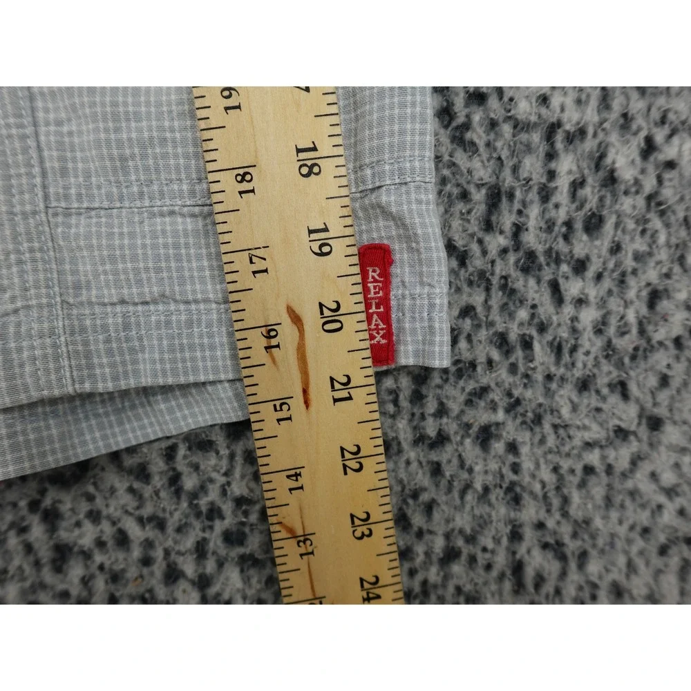 Tommy Bahama Cargo Shorts Mens 34 Blue White Micro Check Relaxed Tencel Cotton